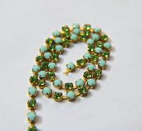 16 SS Rhinestone Chain Swarovski in Mint Alabaster & Peridot 4mm 0.5/1/2/5/15 Meters embroidery materials, craft vintage findings