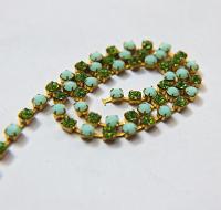 16 SS Rhinestone Chain Swarovski in Mint Alabaster & Peridot 4mm 0.5/1/2/5/15 Meters embroidery materials, craft vintage findings