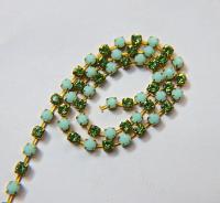 16 SS Rhinestone Chain Swarovski in Mint Alabaster & Peridot 4mm 0.5/1/2/5/15 Meters embroidery materials, craft vintage findings