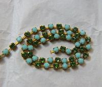 16 SS Rhinestone Chain Swarovski in Mint Alabaster & Peridot 4mm 0.5/1/2/5/15 Meters embroidery materials, craft vintage findings