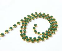 18ss Swarovski Rhinestone Chain in Palace Green Opal 0.5/1/2/5 Meters Bridal Supplies, Jewelry, vintage findings, embroidery materials