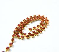 18ss Swarovski Rhinestone Chain in Crystal Red Magma 0.5/1/2/5 Meters Bridal Supplies, Jewelry, vintage findings, embroidery materials