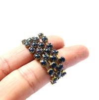 16 SS Rhinestone Chain Vintage Glass Pressed Cabochon Jet (4mm) 1/2/5/15 Meters vintage findings, jewelry making, craft supplies, embroidery