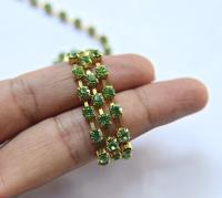 18ss Swarovski Rhinestone Chain in Peridot (4.2mm) 0.5/1/2/5 Meters Bridal Supplies vintage findings, strass chains, jewelry making