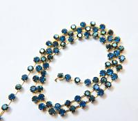 16 SS Rhinestone Chain Swarovski in Capri Blue & Metallic Blue 4mm 0.5/1/2/5/15 Meters vintage findings, strass chains, premium materials