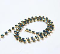 16 SS Rhinestone Chain Swarovski in Capri Blue & Metallic Blue 4mm 0.5/1/2/5/15 Meters vintage findings, strass chains, premium materials