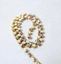 16 SS Rhinestone Chain Swarovski in White Alabaster & Crystal AB 4mm 0.5/1/2/5/15 Meters vintage findings, strass chains, premium findings