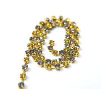 18ss Swarovski Rhinestone Chain Light Topaz & Black Diamond 0.5/1/2/5 Meters Bridal Supplies, Jewelry, findings, embroidery materials lace