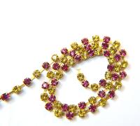 18ss Swarovski Rhinestone Chain in Light Topaz & Fuchsia 0.5/1/2/5 Meters Bridal Supplies, Jewelry, findings, embroidery materials, craft