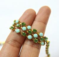 16 SS Rhinestone Chain Swarovski in Mint Alabaster & Peridot 4mm 0.5/1/2/5/15 Meters embroidery materials, craft vintage findings