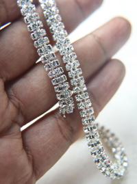 Swarovski Serpentine chain Round Rhinestone lace in Silver Plating 6mm thick for embellishments/Jewellery/couture inside (Hole 3mm) jacket