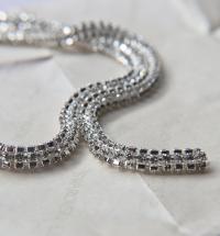 Swarovski Serpentine chain Round Rhinestone lace in Silver Plating 6mm thick for embellishments/Jewellery/couture inside (Hole 3mm) jacket