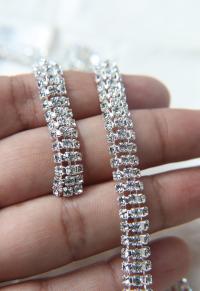 Swarovski Serpentine chain Rhinestone dome lace in Silver Plating 8mm thick for embellishments/Jewellery/couture jacket shoes embellishment