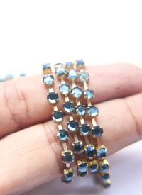 16ss Swarovski 2088 Chain in Flat Back Montana (4mm) 0.5/1/2/5 Meters Brass Settings Bridal Supplies, strass chains premium material