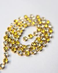 16 SS Rhinestone Chain Swarovski in Crystal & Light Topaz 4mm 0.5/1/2/5/15 Meters embroidery materials craft vintage findings premium supply