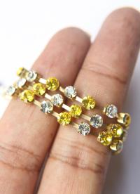 16 SS Rhinestone Chain Swarovski in Crystal & Light Topaz 4mm 0.5/1/2/5/15 Meters embroidery materials craft vintage findings premium supply