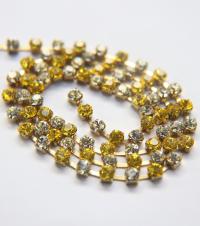 16 SS Rhinestone Chain Swarovski in Crystal & Light Topaz 4mm 0.5/1/2/5/15 Meters embroidery materials craft vintage findings premium supply