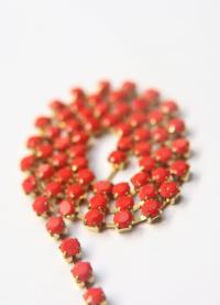 16 SS Rhinestone Chain Vintage Glass Pressed Chatons Coral Red Opaque (4mm) 1/2/5/15 Meters