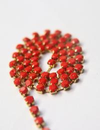 16 SS Rhinestone Chain Vintage Glass Pressed Chatons Coral Red Opaque (4mm) 1/2/5/15 Meters