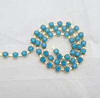 16 SS Rhinestone Chain Swarovski in Caribbean Blue Opal 4mm 0.5/1/2/5/15 Meters vintage findings, strass chains