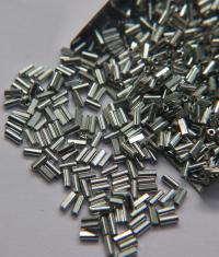 True Cuts Size 2 (2x4mm) Bugle Beads 5/10/20/50/250/500 Grams Metallic Aluminum Silver Preciosa Ornella loose tube beads embroidery material