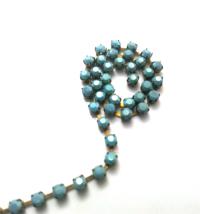 16 SS Rhinestone Chain Vintage Opaque Turquoise Aurore Boreale 4mm 1/2/5/15 Meters jewelry making, embroidery materials, vintage findings
