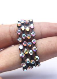 16ss Swarovski 2088 Chain in Flat Back Crystal Aurore Boreale (4mm) 0.5/1/2/5/15 Meters Brass/Vintage Black Settings Brooch Bouquet Supply