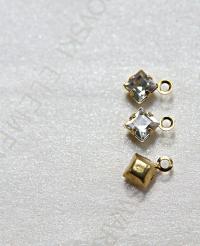 Swarovski 4mm fancy stone square setting drop one loop in 15 Colors 6/12/36/144/720 Pieces premium jewelry supplies in Brass setting charms