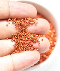 1.7mm Micro Dark Orange Metallic Plated Tube Beads 5/10/100/500 Grams High Quality Nail Art / Haute Couture Embroidery / doll making