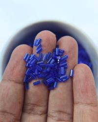 True Cuts Size 2 (2x4mm) Bugle Beads 5/10/20/50/250/500 Grams Sapphire Preciosa Ornella loose tube beads, embroidery materials, vintage