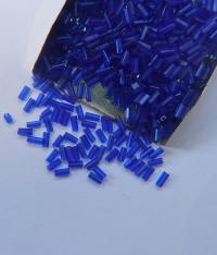 True Cuts Size 2 (2x4mm) Bugle Beads 5/10/20/50/250/500 Grams Sapphire Preciosa Ornella loose tube beads, embroidery materials, vintage