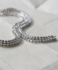 Swarovski Serpentine chain Round Rhinestone lace in Silver Plating 6mm thick for embellishments/Jewellery/couture inside (Hole 3mm) jacket