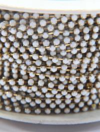 16 SS Rhinestone Chain Vintage Glass Pressed Chatons Chalk White Opaque (4mm) 1/2/5/15 Meters embroidery materials, craft vintage findings