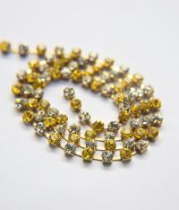 16 SS Rhinestone Chain Swarovski in Crystal & Light Topaz 4mm 0.5/1/2/5/15 Meters embroidery materials craft vintage findings premium supply