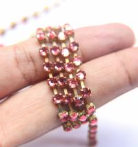 16ss Swarovski 2088 Chain in Flat Back Padparadscha (4mm) 0.5/1/2/5 Meters Brass Settings Bridal Supplies, strass chains premium material