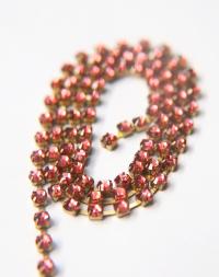 16ss Swarovski 2088 Chain in Flat Back Padparadscha (4mm) 0.5/1/2/5 Meters Brass Settings Bridal Supplies, strass chains premium material