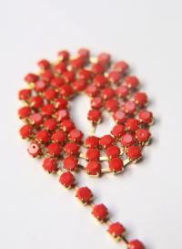 16 SS Rhinestone Chain Vintage Glass Pressed Chatons Coral Red Opaque (4mm) 1/2/5/15 Meters