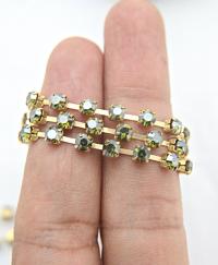 16 SS Rhinestone Chain Swarovski in Olivine Satin 4mm 0.5/1/2/5/15 Meters vintage findings, strass chains, craft supplies, jewelry making