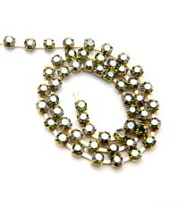 16 SS Rhinestone Chain Swarovski in Olivine Satin 4mm 0.5/1/2/5/15 Meters vintage findings, strass chains, craft supplies, jewelry making