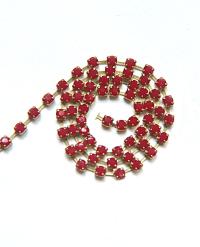 10 SS Swarovski Rhinestone Cup Chain in Dark Red Coral 2.8mm Made in Austria 0.5/1/2/5 Meters vintage findings / jewelry making