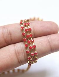 10 SS Swarovski Rhinestone Cup Chain in Dark Red Coral 2.8mm Made in Austria 0.5/1/2/5 Meters vintage findings / jewelry making