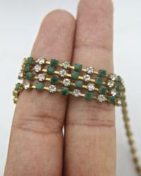 10 SS Rhinestone Chain Vintage Glass Pressed Chatons in opq Emerald and Crystal 2.8 mm 1/2/5/15 Meters vintage findings, strass chains
