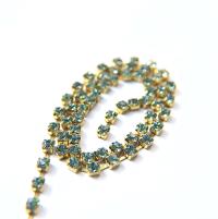 18ss Swarovski Rhinestone Chain in Indian Sapphire (217) 0.5/1/2/5 Meters Bridal Supplies, Jewelry, vintage findings, embroidery materials