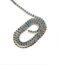 14pp Cubic zirconium Rhinestone Close Cup Chain in Opal Montana (2mm) 0.5/1/2/5 Meters Brass Settings, strass findings, jewelry making, rare