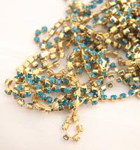 12 SS Rhinestone Chain Swarovski Caribbean Blue Opal 3mm 0.5/1/2/5 Meters strass chains, couture materials