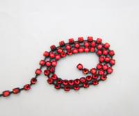 16ss Swarovski 2088 Chain in Flat Back Light Siam (4mm) 0.5/1/2/5 Meters Vintage Black Settings Bridal Supplies, strass chains