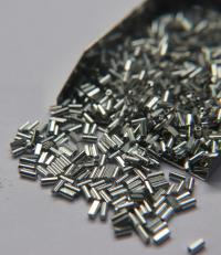 True Cuts Size 2 (2x4mm) Bugle Beads 5/10/20/50/250/500 Grams Metallic Aluminum Silver Preciosa Ornella loose tube beads embroidery material