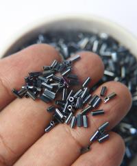 True Cuts Size 2 (2x4mm) Bugle Beads 5/10/20/50/250/500 Grams Metallic Blue Preciosa Ornella loose tube beads, embroidery materials, craft