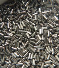 True Cuts Size 2 (2x4mm) Bugle Beads 5/10/20/50/250/500 Grams Metallic Gunmetal Preciosa Ornella loose tube beads, embroidery materials