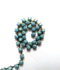16 SS Rhinestone Chain Vintage Opaque Turquoise Aurore Boreale 4mm 1/2/5/15 Meters jewelry making, embroidery materials, vintage findings